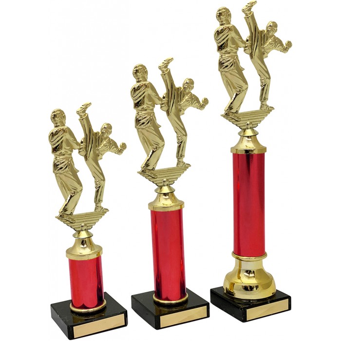 AXE KICK METAL KARATE TROPHY  - AVAILABLE IN 3 SIZES